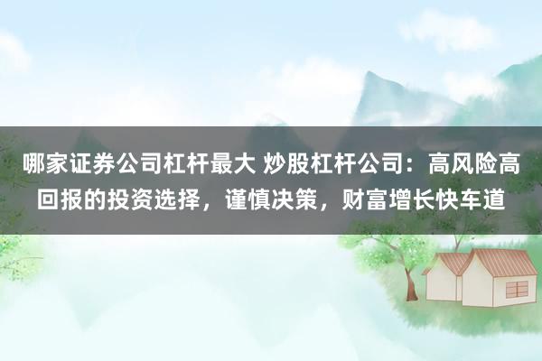 哪家证券公司杠杆最大 炒股杠杆公司：高风险高回报的投资选择，谨慎决策，财富增长快车道