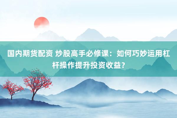 国内期货配资 炒股高手必修课：如何巧妙运用杠杆操作提升投资收益？